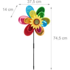 Relaxdays Girandola Con Fiore, Puntale Per Aiuole, Decorazione Da Giardino O Terrazza, HLP 74,5 X 37,5 X 14 Cm, Colorato -Protezioni per piante in Italia 14308187 4