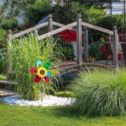 Relaxdays Girandola Con Fiore, Puntale Per Aiuole, Decorazione Da Giardino O Terrazza, HLP 74,5 X 37,5 X 14 Cm, Colorato -Protezioni per piante in Italia 14308187 5