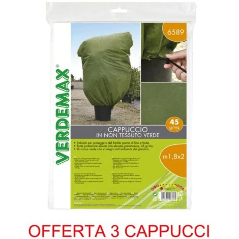 OFFERTA 3 CAPPUCCI DI PROTEZIONE TNT 1,8X2MT VERDE VERDEMAX PIANTE FIORI 1 OFFERTA 3 CAPPUCCI DI PROTEZIONE TNT 1,8X2MT VERDE VERDEMAX PIANTE FIORI