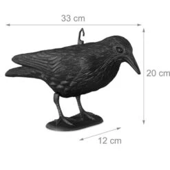 3x Cornacchia Spaventapasseri, Allontana Piccioni E Gufi, Statua Decorativa, Da Terra, Da Giardino, 38 Cm, Nero -Protezioni per piante in Italia 51971997 4