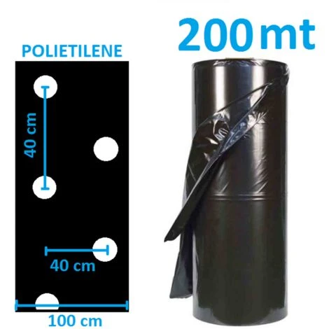 TELO FILM PACCIAMATURA BOBINA DA 200 M FORI SFALSATI 40x40 Cm LARG. 1 M 1 TELO FILM PACCIAMATURA BOBINA DA 200 M FORI SFALSATI 40x40 Cm LARG. 1 M