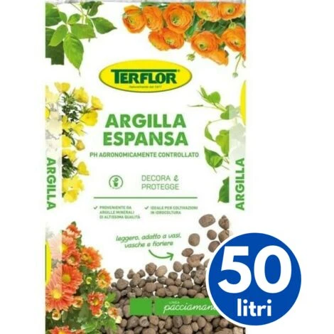 Argilla Espansa Per Piante, Drenante Pacciamatura Per Giardino, 50 Litri 1 Argilla Espansa Per Piante, Drenante Pacciamatura Per Giardino, 50 Litri