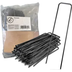 50 Picchetti In Robusto Acciaio Non Galvanizzato Per Fissaggio Telo Pacciamatura Recinzione Giardino Erba Sintetica Ancoraggio Prato Rete Lunghezza 150 Mm, 25 Mm Di Larghezza, Ø 3 Mm