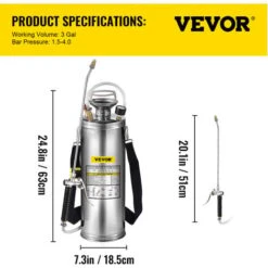 VEVOR Spruzzatore 10L In Acciaio Inossidabile, Spruzzatore Manuale A Pompa In Acciaio, 3 Gallon Con Spruzzatore Per Giardinaggio, Irroratrice Manuale, Domestico E Pulizia Del Terreno -Protezioni per piante in Italia 82818647 2