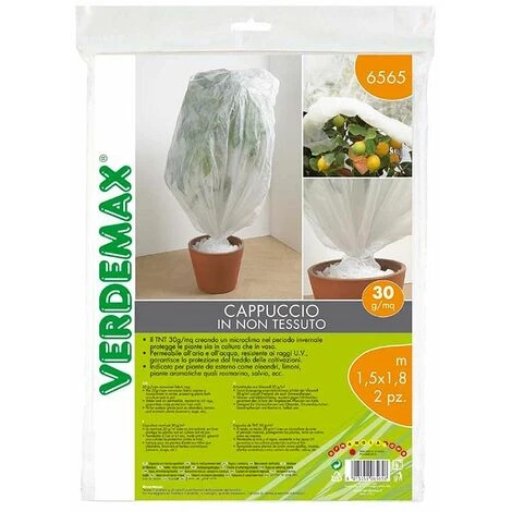 VERDEMAX Cappuccio In Tnt 30 Gr/mq, 1x1,6 Mt, Colore Bianco 1 VERDEMAX Cappuccio In Tnt 30 Gr/mq, 1x1,6 Mt, Colore Bianco