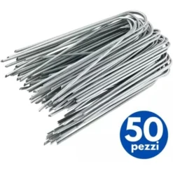 Picchetti Telo Pacciamatura Aa U Acciaio Picchetto Aancoraggio Per Ggiardino Orto - 50 Pezzi