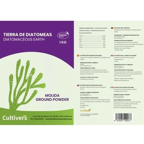 CULTIVERS Terra Diatomacea Macinata 5 Kg. 100% Naturale Ed Ecologico. Non Calcinato Con Elevata Purezza, Senza Trattamenti O Residui. Macinazione E551C Per Uso Alimentare 2 CULTIVERS Terra Diatomacea Macinata 5 Kg. 100% Naturale Ed Ecologico. Non Calcinato Con Elevata Purezza, Senza Trattamenti O Residui. Macinazione E551C Per Uso Alimentare - immagine 2
