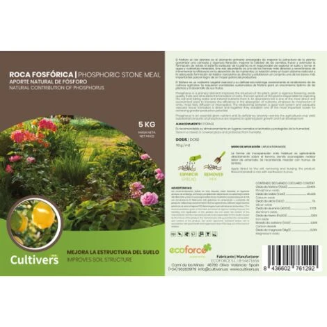 CULTIVERS Phosphoric Rock 20 Kg. Approvvigionamento Naturale Di Fosforo, Calcio E Ferro. 100% Ecologico. Preparazione Del Terreno Prima E Durante Il Raccolto 5 CULTIVERS Phosphoric Rock 20 Kg. Approvvigionamento Naturale Di Fosforo, Calcio E Ferro. 100% Ecologico. Preparazione Del Terreno Prima E Durante Il Raccolto - immagine 5